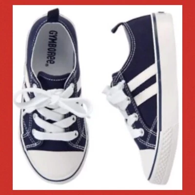 NUEVO CON ETIQUETAS Niños 10 Gymboree “UNIFORM SHOP” Azul Marino LONA Blanco ZAPATOS ATLÉTICOS Tenis Foto 1 de 2