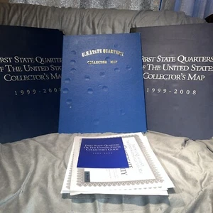 3 First State Quarters Of The United States Collectors Maps 1999-2008 With COA - Picture 1 of 14