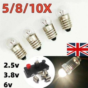 5/8/10*Mini LED Flashlight Bulb E10 Screw Headlamp Torch Light 2.5V 3.8V 6V _ UK - Picture 1 of 23