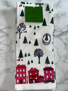 Kate Spade Kitchen Towels 2-pk Christmas Town Trees Festive New  - Picture 1 of 6