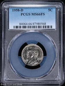 1958-D 5c Jefferson Nickel PCGS MS 66 FS | Uncirculated UNC BU - Picture 1 of 4