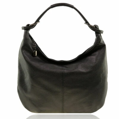 Brand New! Ladies Soft Black Medium Sized Genuine Italian Leather Hobo Bag - Image 1 of 4