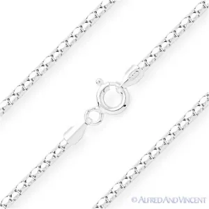 Coreana 1.8mm Mirror Link Chain Necklace in 925 Italy Sterling Silver w/ Rhodium - Picture 1 of 2