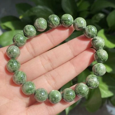 10.8mm Natural Green Diopside Quartz Crystal Gemstone Beads Bracelet 1191 - Image 1 of 4