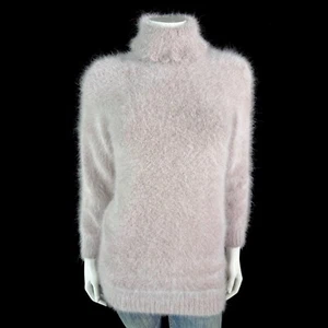 Maglione girocollo tunica manica lunga beige 80% angora fuzzy 34 nel busto - Foto 1 di 10