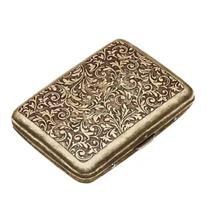 Vintage Metal Cigarette Case Box Gold Men Tobacco Holder for 20s 85mm King Size - Picture 1 of 11