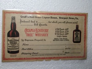 Papel publicitario original vintage crema de whisky de Kentucky correo en forma de pedido - Imagen 1 de 2