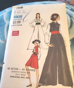 Vintage Vogue 7458 '68 Gocho Hose, Weste und Kordinen Größe 10 UNBENUTZT EUC selten  - Bild 1 von 5
