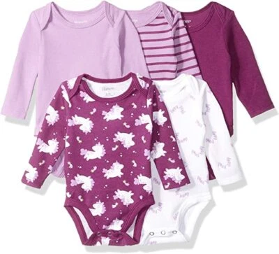 Hanes Baby Long Sleeve Bodysuit, Ultimate Flexy Bodysuits Boys & Girls, 5-Pack - Image 1 of 2