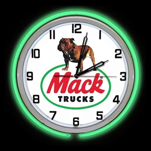15" MACK LKW Bulldogge Schild grün Doppel Neon Uhr - Bild 1 von 2