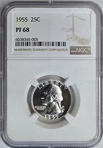 1955 Proof Washington Quarter NGC PF68 - Picture 1 of 2