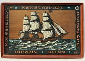 Vintage USS Constitution Old Ironsides Wooden Art Print Early American Seaports - Picture 1 of 9