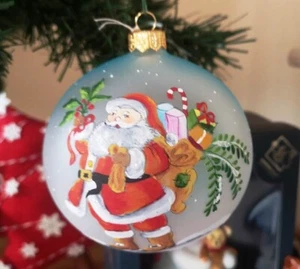 Pallina di Natale - Pallina in Vetro soffiato 100 mm decorata a mano - Foto 1 di 4