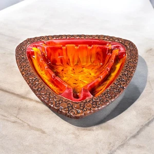 Cal Style 2329 Snufty Ceramic Ashtray Vintage U.S.A. Brown Orange Sunburst - Picture 1 of 10