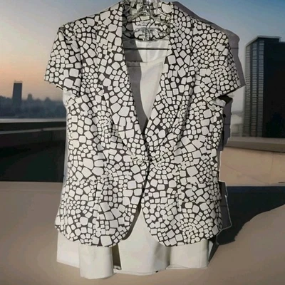 Calvin Klein Falda Traje Para Mujer Talla 8 Asfalto/Blanco Conjunto de 2 Piezas Blazer y Falda Foto 1 de 4