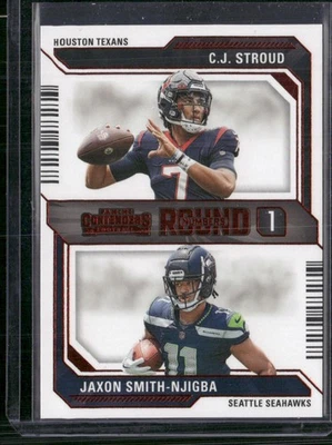 2023 Panini Contenders #4 C.J. Stroud / Jaxon Smith-Njigba Round Numbers Red - Image 1 of 2