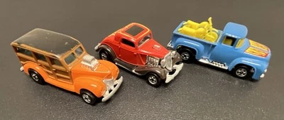 Hot Wheels 1973 1979 Hi Raker Hot Rod Lot Orange Wood Red Ford Coupe Blue Pickup - Image 1 of 4