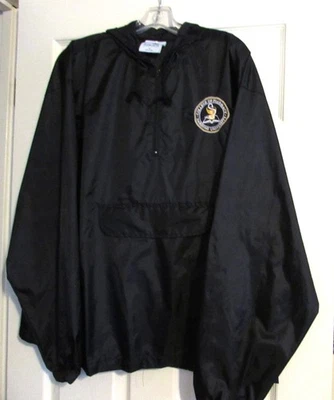 Vintage HARDING UNIVERSITY COLLEGE OF PHARMACY Hooded Black Windbreaker Size XL - Image 1 of 4