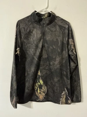 Mossy Oak black camo quarter-zip pullover, mens size medium (38-40) - Image 1 of 3