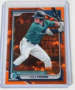 Bowman Sapphire Cole Young 2024 refractor cromado naranja #02/25 Mariners - Imagen 1 de 2