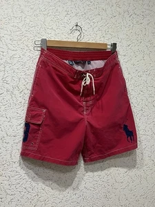 Polo Ralph Lauren Swim Trunks Mens Red Big Pony Cargo Board Shorts Size M - Picture 1 of 5