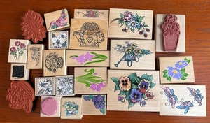 Lot #2 von 23 verschiedenen Holzstempeln - florale Designs - Bild 1 von 1