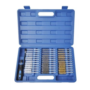 38pc Industrial Wire Brush Set 1/4" Hex Shank Long Ext. Stainless Steel Nylon - Picture 1 of 8