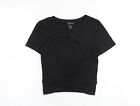 New Look T-shirt femme en polyester noir recadré taille 8 col rond