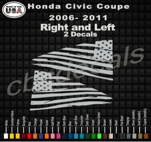 Honda civic coupe Side Window American Flag Decal for back Windows 2006 - 2011 - Picture 1 of 2