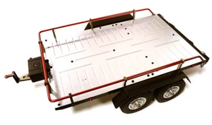Red V2 Machined Alloy Flatbed Dual Axle Trailer Kit for 1/10 Scale RC Cars - Picture 1 of 6