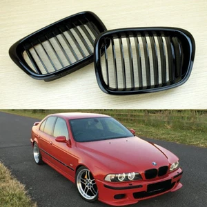 Glossy Black Kidney Grilles for BMW E39 4D Sedan M look - Picture 1 of 5