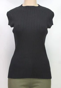 Antonio Melani Women's Sweater Cap Sleeve Ribbed Cashmere Black Size S - Picture 1 of 6