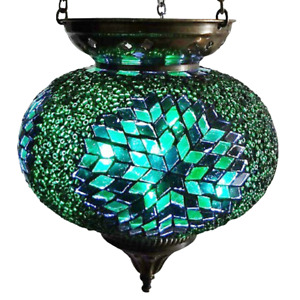 Crushed Glass Large Turkish Moroccan Mosaic Hanging Candle Holder Hand Made Lamp