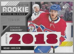 2018-19 Upper Deck SP Game Used Relic Blends /125 Noah Juulsen #RRB-NJ Rookie - Picture 1 of 2