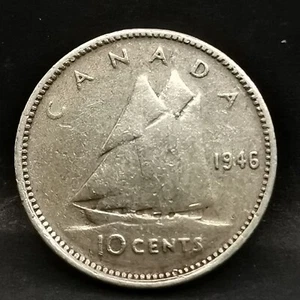10 CENTS 1946 ARGENT 800‰ GEORGE VI CANADA / SILVER - Picture 1 of 2