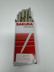 Box of 9 #49 BLACK XSDK-05 Sakura Pigma Micron 05 .45 Marker Pens Open Box Japan - Picture 1 of 8
