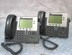 LOT OF 2-Cisco CP-7940G Unified VoIP Phone w/Speakerphone & Handset. - Picture 1 of 4