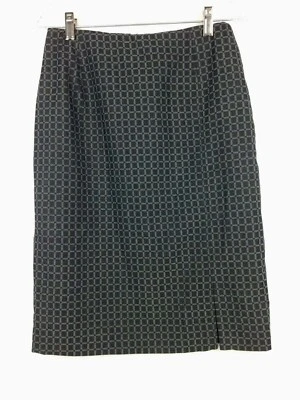 Falda lápiz Larry Levine para mujer forrada frontal dividida a cuadros gris talla 4” Foto 1 de 4