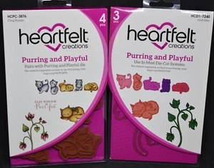 NUEVOS troqueles y estampillas ronroneantes y juguetones de Heartfelt Creations HCD1-7240/HCPC-3876 - Imagen 1 de 9