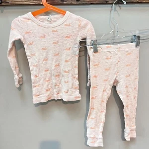 Kate Quinn Peach tiny Swan Pointelle Knit Organic Cotton Set- Size 2T - Picture 1 of 5