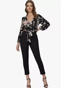 SweatyRocks Women's Large Wrap Deep V Neck High Waist Long Pants Romper Jumpsuit - Picture 1 of 5
