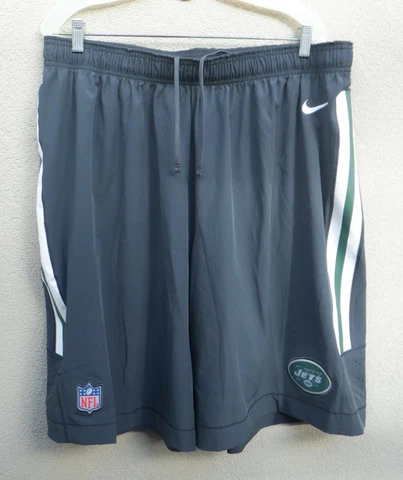New York Jets Men's Team Issue Nike Dri-Fit Gray Shorts With Sewn On Logos 3XL Cover