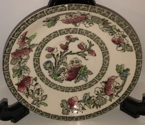 Vintage Johnson Bros Brother Fine China Indian Tree Green Key Cream Saucer Plate - Picture 1 of 8