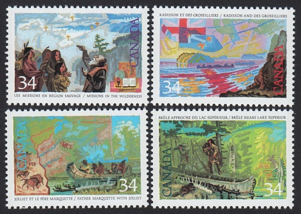 INVESTIGATORS, EXPLORATION of CANADA 1987 #1126i-1129i MF/D PAPER MNH Set of 4st Foto 1 de 1