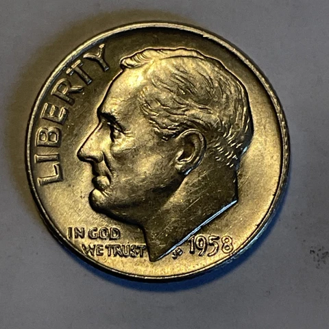 1958 D Roosevelt Silver Dime FT (Excellent Condition) DDO 90% silver Cover