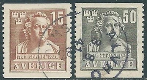 1940 SVEZIA USATO J.T. SERGEL 2 VALORI - RB37-6 - Imagen 1 de 1