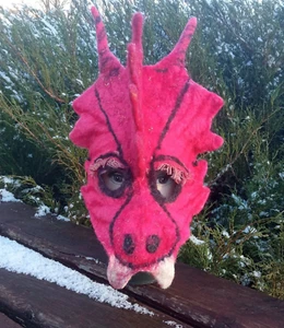 Luxury felt dragon mask for adults unisex.Festival headdress.Carnival mask.Anima - Picture 1 of 16