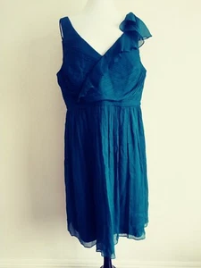 Neu mit Etikett J Crew 20 grünes Kleid 100 % Seide Rüsche Ausschnitt ärmellos formelle Brautjungfer - Bild 1 von 10