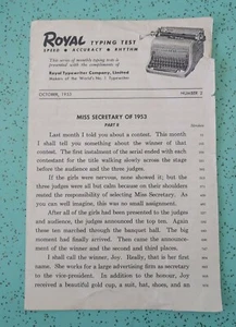Vintage Royal Typing Test Miss Secretary 1953 Part II - Picture 1 of 3