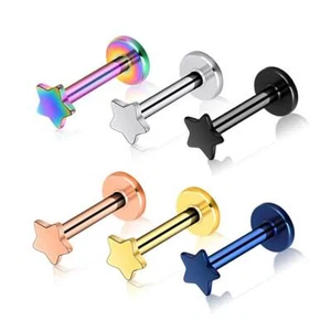 6PC Labret Stud Surgical Steel Star-shaped Ear Cartilage Helix Body Piercing 16G - Picture 1 of 3